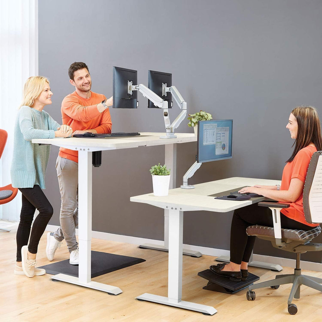 Homall Height Adjustable Electric Standing Desk, 55 x 28 Inches Stand Up Desk, Sit Stand Home Office Desk Computer Workstation with T-Shaped Metal Bracket (White)