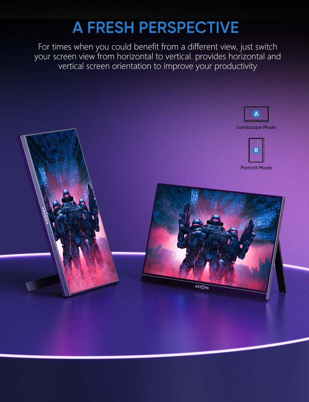 ARZOPA Portable Monitor & Sleeve,16.1'' 144Hz 1080P FHD Laptop Monitor & PU Sleeve Bag Combination