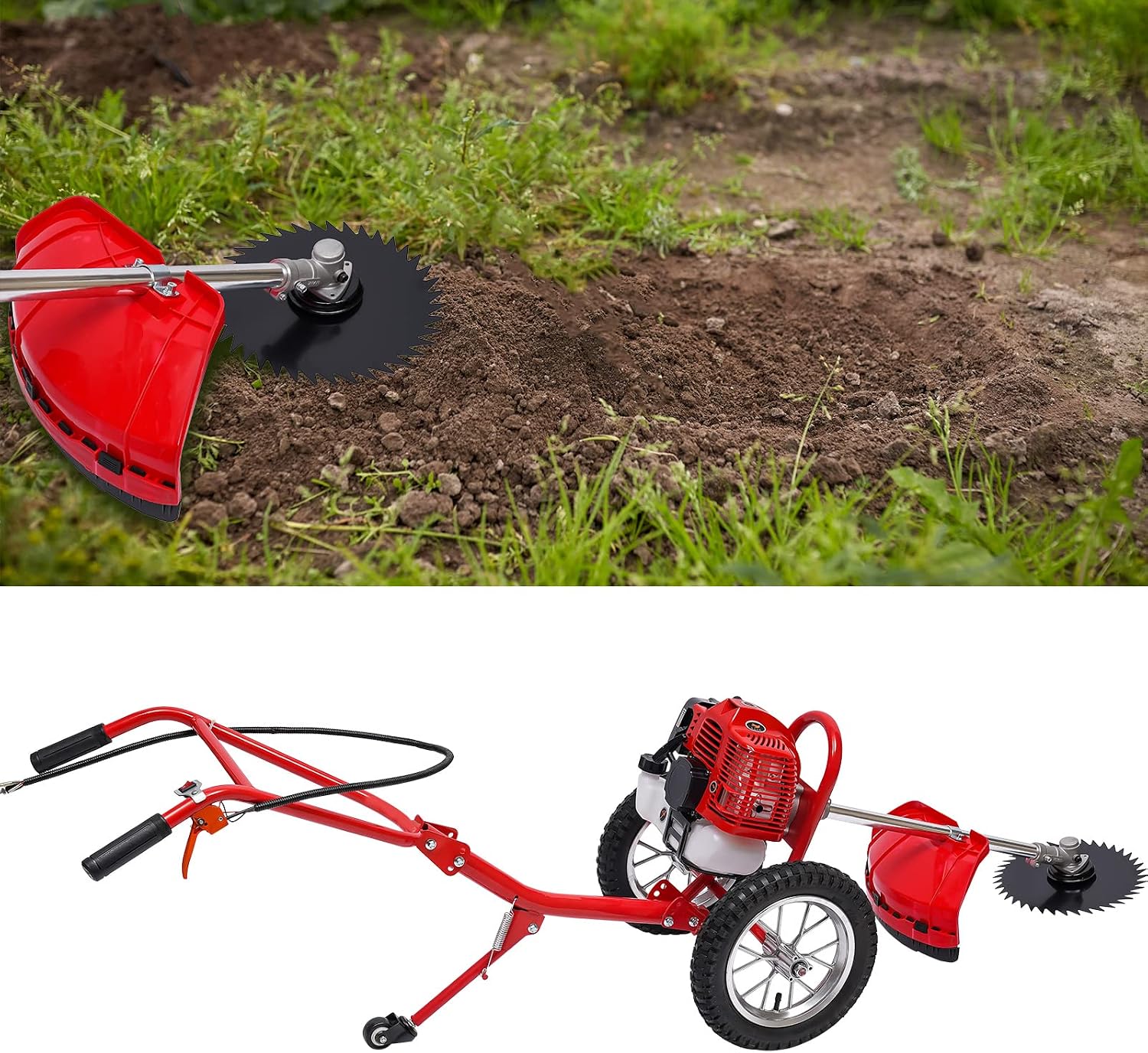 2 Stroke Gasoline Engine Lawn Mower, Hand Push Irrigation Mower Push Lawn Mower Gas Powered