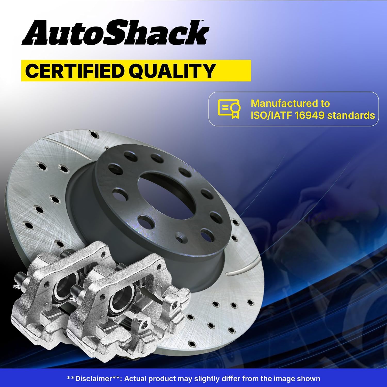 AutoShack Front & Rear Brake Rotors & Calipers for Honda, Civic 2006-2011, FWD L4 1.8L - E-Coated Drilled & Slotted - ShadowGuard