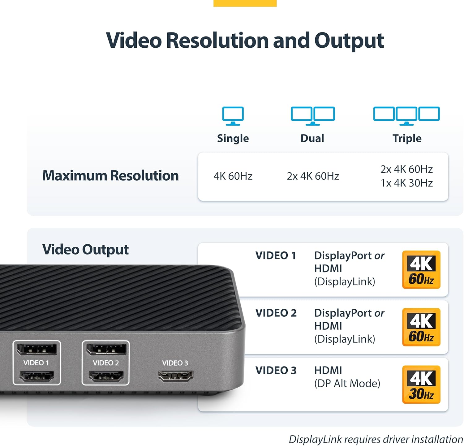 StarTech.com USB-C Triple Monitor Docking Station for MacBook Pro / Air M1 M2 M3 M4 & Windows, Universal 4K HDMI DP Dock, Thunderbolt Compatible, 100W Laptop Charging (116N-USBC-DOCK)