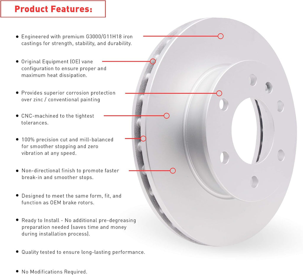 Dynamic Friction Company Front Brakes and Rotors|BlankBrake Rotors| Front 3000 Ceramic Brake Pads and Rotors Kit| Automotive Replacement Brake Kits