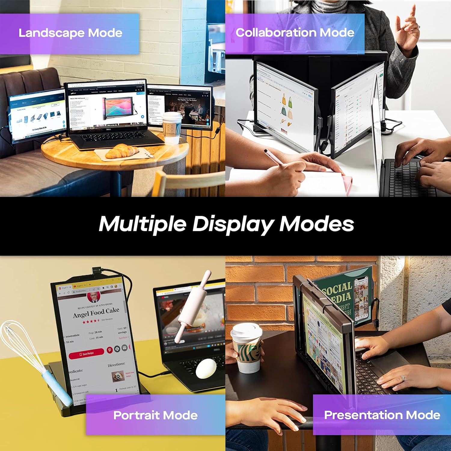 Mobile Pixels New Trio Portable Monitor, 13.3 '' 1080P FHD, Triple Monitor for Laptop, Plug and Play, Built-in Kickstand, Optional Magnets, Support Wins/Mac/Android/Switch, Work with 13-14.5' Laptops
