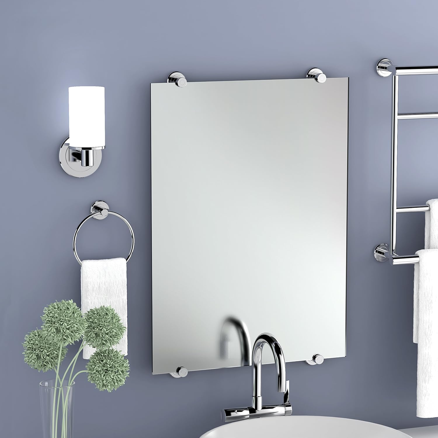 Gatco 1686 Latitude II 3-Light Bathroom Vanity Light Fixture, Wall Mounted, 19.65-Inch W x 9.5-Inch H, Chrome, Frosted Glass Shades, Triple Sconce