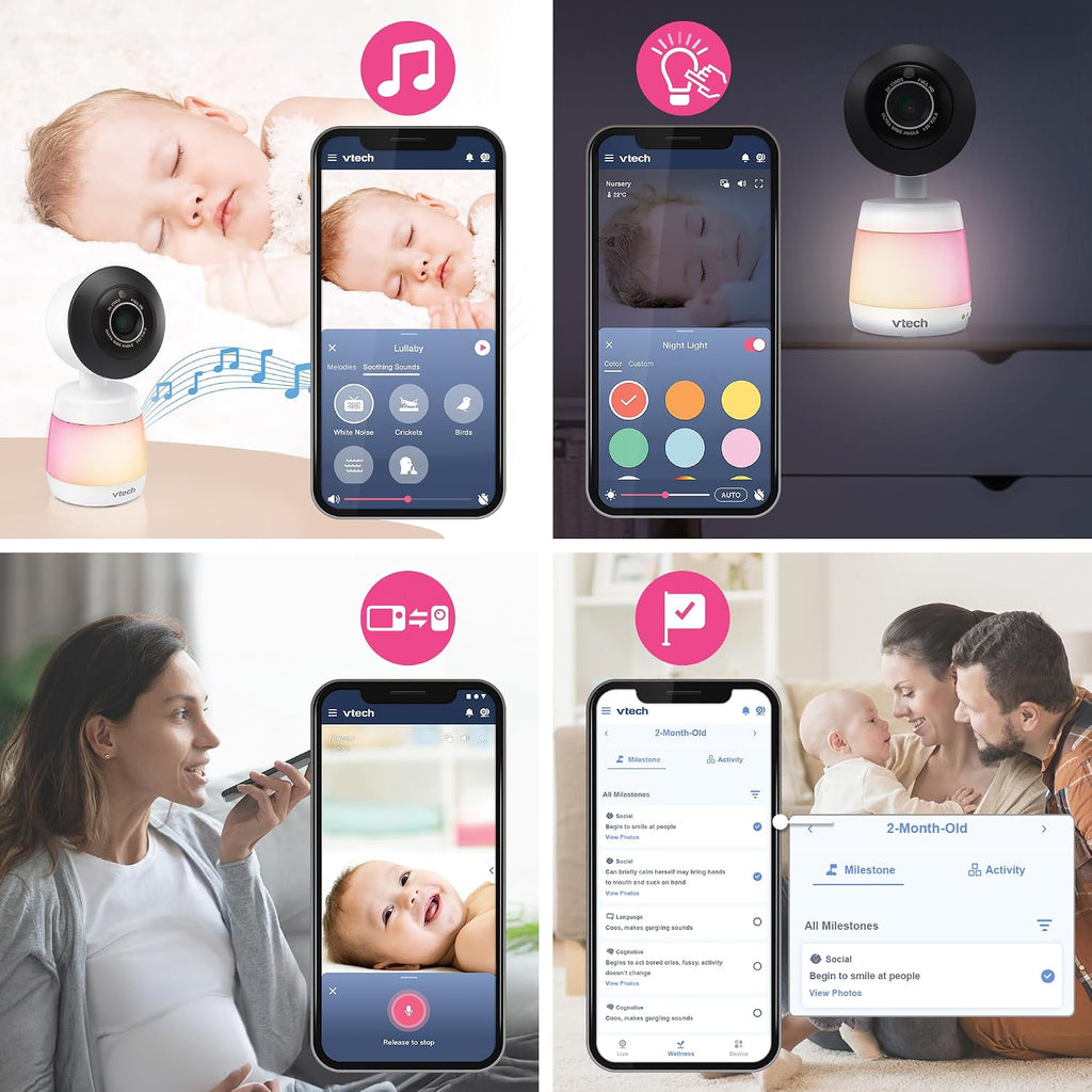 VTech WiFi Baby Monitor with 2 Cameras & 7' IPS Split Screen – 2K Sensor, 1080p HD App, 24X Zoom, Motion Alerts, Video Recording, Night Vision, Free App | Smart HQ Max Twin