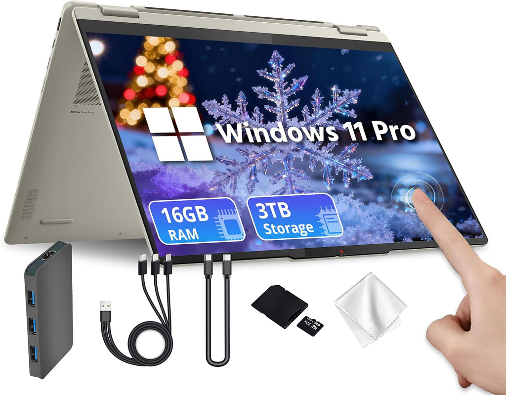 Lenovo Yoga 7 2-in-1 16' WUXGA Touchscreen Laptop, AMD Ryzen AI 5 340, 16GB LPDDR5X, 3TB Storage (2TB PCIe SSD&1TB Docking), Backlit Keyboard, Fingerprint, 1080p Webcam, Win 11 Pro, Seashell