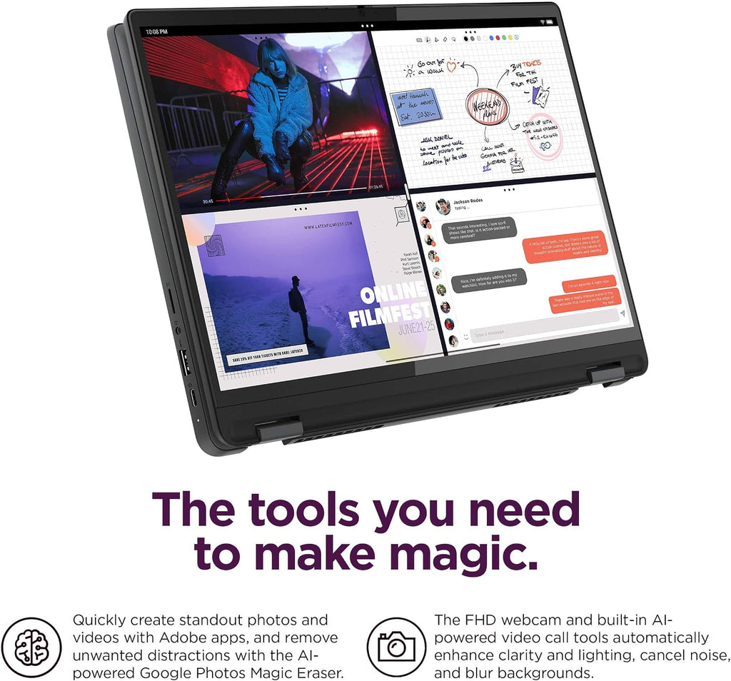 Lenovo IdeaPad 5 Flex 5i Chromebook plus 14' FHD+ 2-in-1 Touchscreen Laptop (Intel 6-Core i3-1315U, 8GB RAM, 256GB SSD) Business, Home, Students, Slim, 1080p Webcam, Backlit, Wi-Fi 6E, Chrome OS, Gray