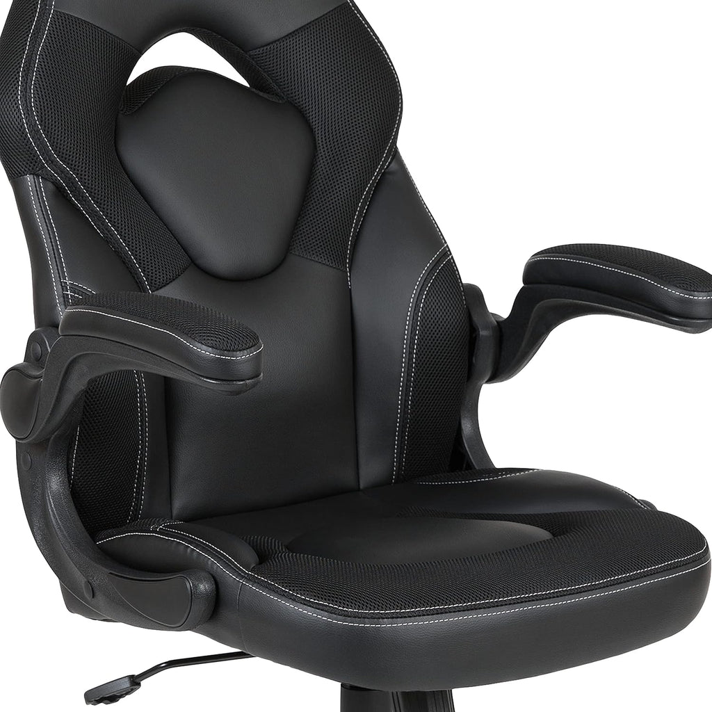 Flash Furniture Black Gaming Desk and Black Racing Chair Set with Cup Holder, Headphone Hook, and Monitor/Smartphone Stand