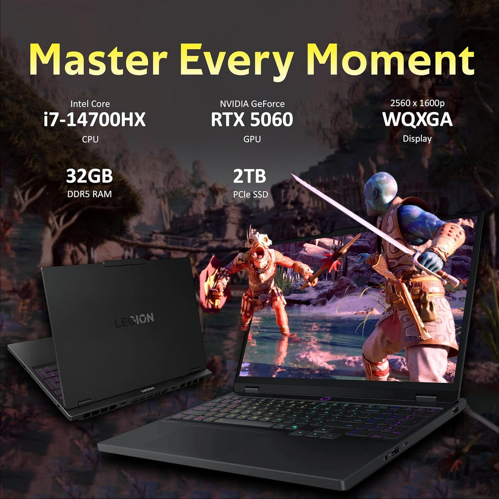 Lenovo Legion 5 15.1' WQXGA 165Hz Gaming Laptop, Intel i7-14700HX, GeForce RTX 5060 8GB GDDR7, 32GB DDR5, 2TB SSD, Backlit Keyboard, 5.0MP Camera, Wi-Fi 7, Win 11 Pro, Black, 512GB Docking Station Set