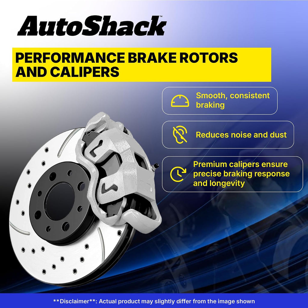 AutoShack Front & Rear Brake Rotors & Calipers for Honda, Civic 2006-2011, FWD L4 1.8L - E-Coated Drilled & Slotted - ShadowGuard