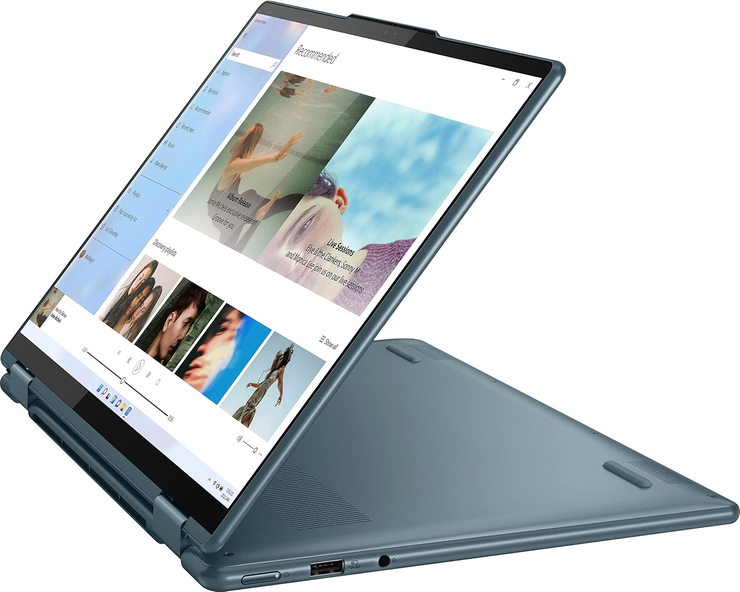 Lenovo ENOVO Yoga 7i 2-in-1 Laptop 14'' 2.2K Touchscreen12th Core i7-1255U Iris Xe Graphics 16GB RAM 1TB SSD WI-FI 6E Thunderbolt 4 Backlit KB w/ FP Windows 11 Pro RATZK 32GB USB, Stone Blue, (82QE)