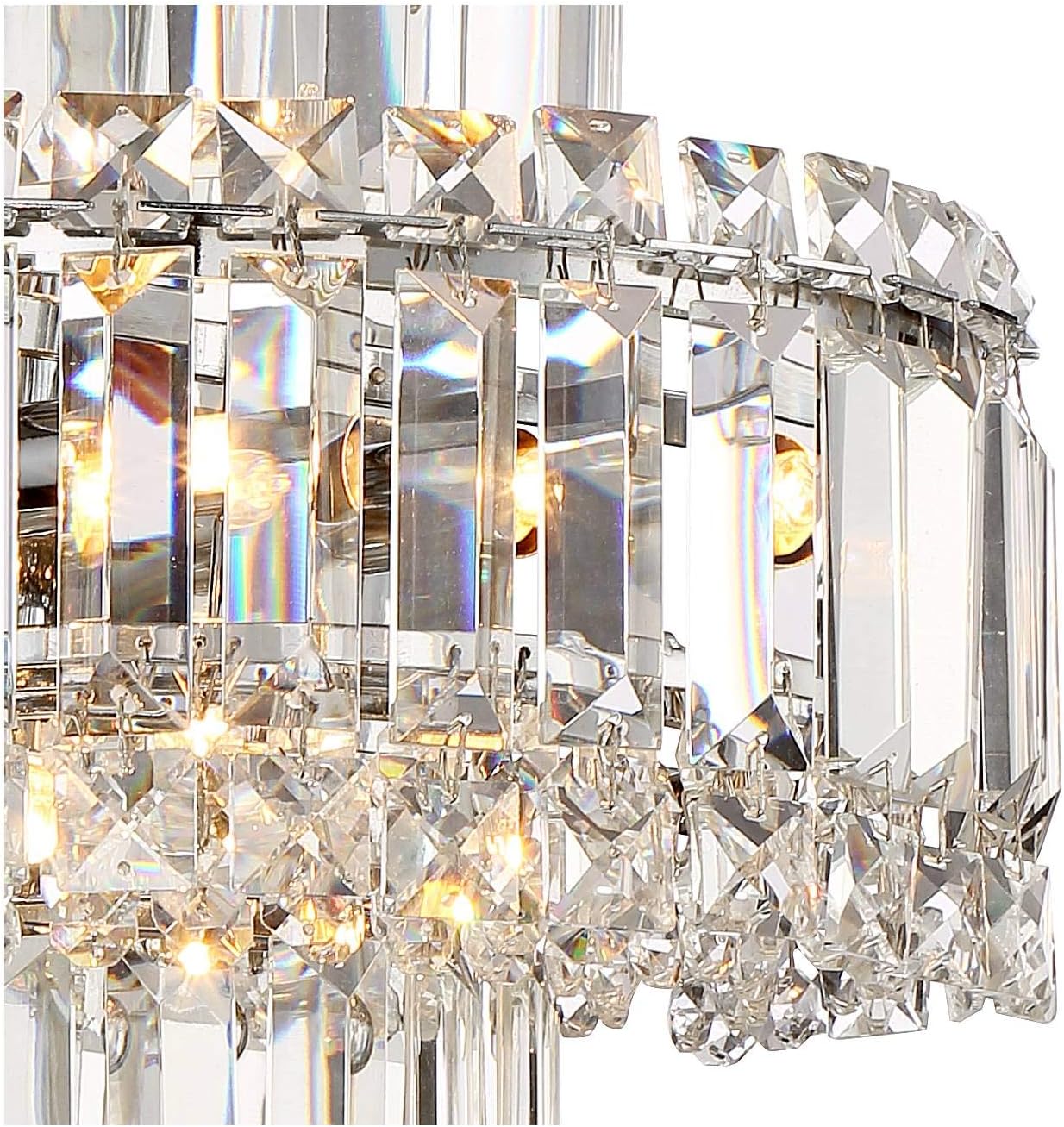 Vienna Full Spectrum Magnificence Mid Century Modern Wall Light Sconce Chrome Silver Hardwired 11 1/2' Wide Fixture Tiered Clear Crystal for Bathroom Vanity Mirror House Home Hallway Room Decor
