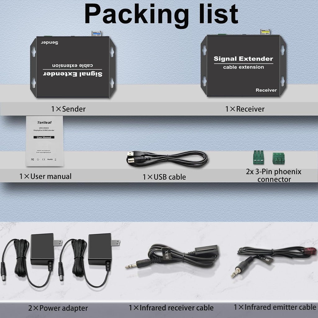 DisplayPort KVM Extender Over Optic Fiber Up to 20KM, EMI Resistant, Uncompressed, 4K@30Hz, with USB2.0, Support IR,Audio,RS232.Mic,EDID