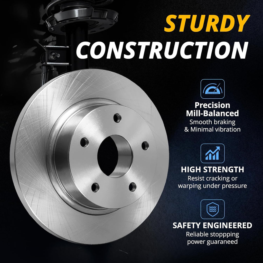AUTOCLUB Rear Brake Kit, for 2007 2008 2009 2010 2011 2012 2013 Chevy Silverado 1500 Brake Pads and Rotors, for Chevy Avalanche Suburban GMC Sierra Yukon XL 1500 Brakes, Replacement 13.58' Rear