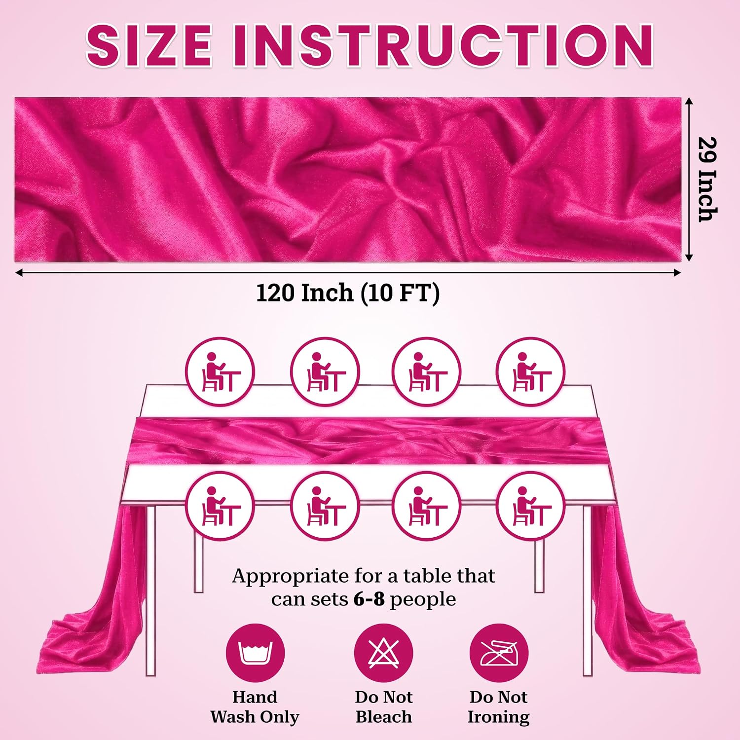 MDS® Pack of 20, 10ft Chiffon Table Runner 29 x 120 Inches, Sheer Wedding Runner Romantic Rustic Table Runner for Wedding Decoration, Birthday Party, Bridal Shower, Party Arch Décor - Hot Pink