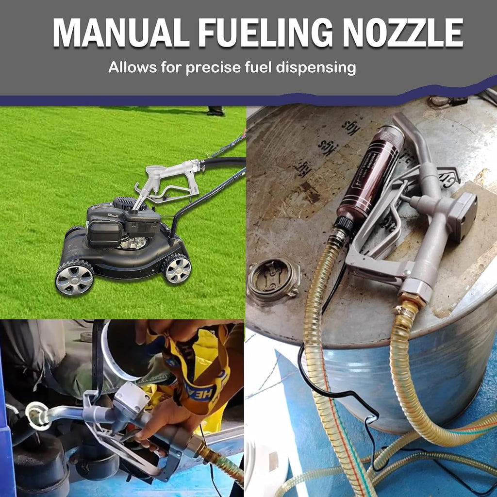40 Gallon Gasoline Diesel Fuel Transfer Tank with 3.7GPM Flow Rate 12V DC Self-Priming Fuel Transfer Pump, Manual Fueling Nozzle, for Easy Fuel Transportation