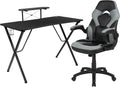 Flash Furniture Black Gaming Desk and Gray/Black Racing Chair Set with Cup Holder, Headphone Hook, and Monitor/Smartphone Stand