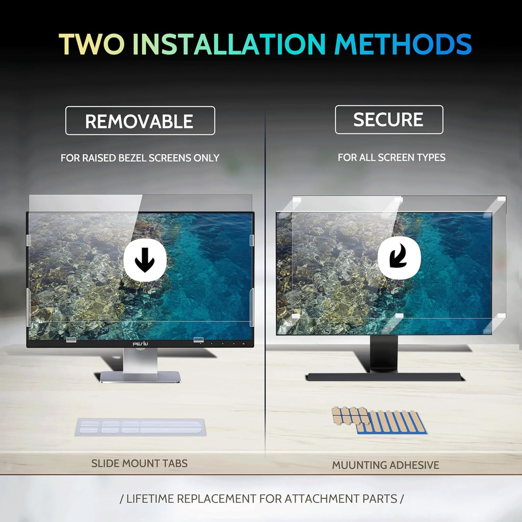 [2 Pack] 34 Inch Privacy Screen for Computer Curved Monitor 21:9 Aspect Ratio, Eye Protection Anti Blue Light Glare Shield, 34inch Removable Black Blackout Anti Spy Desktop Security Private Filter