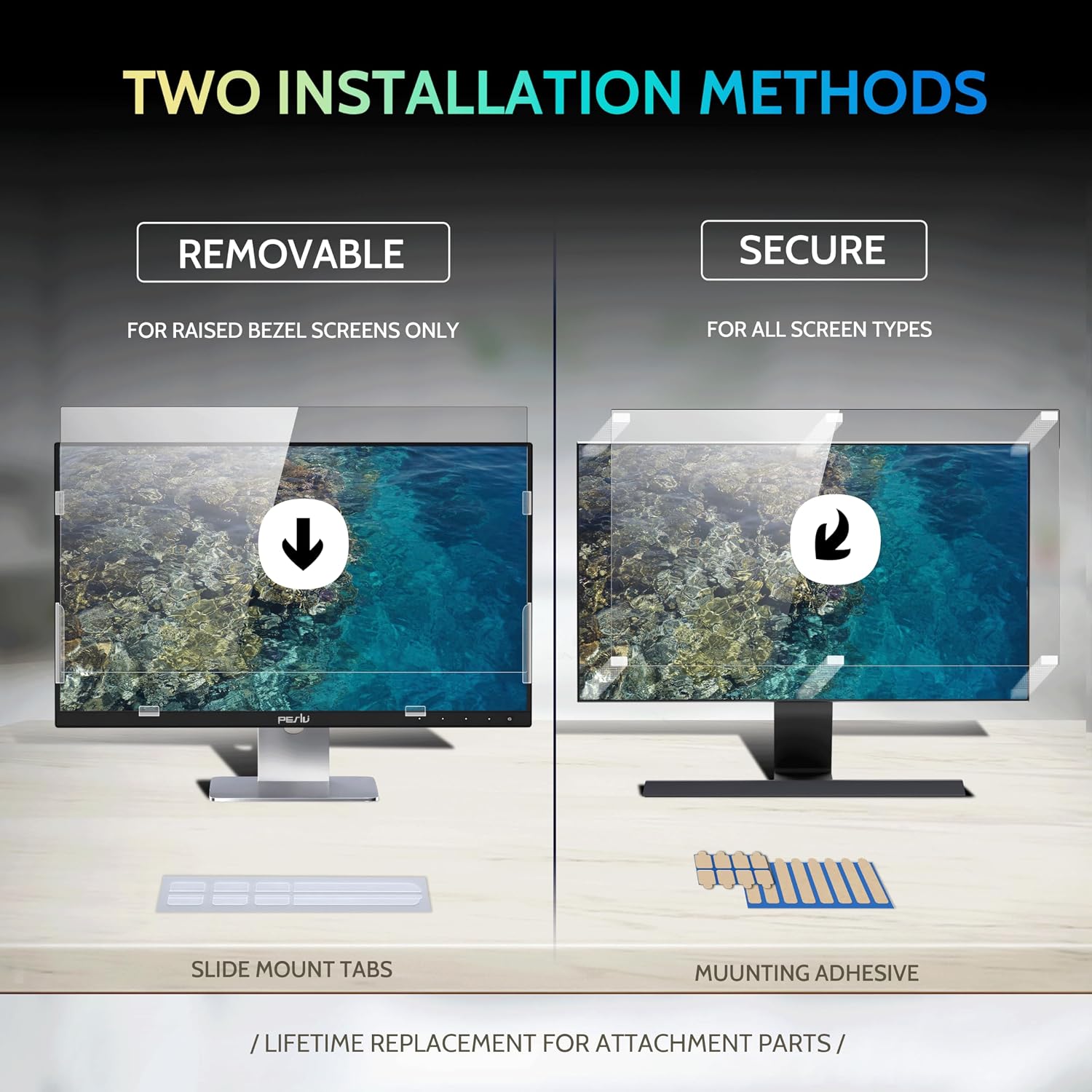 [2 Pack] 34 Inch Privacy Screen for Computer Curved Monitor 21:9 Aspect Ratio, Eye Protection Anti Blue Light Glare Shield, 34inch Removable Black Blackout Anti Spy Desktop Security Private Filter
