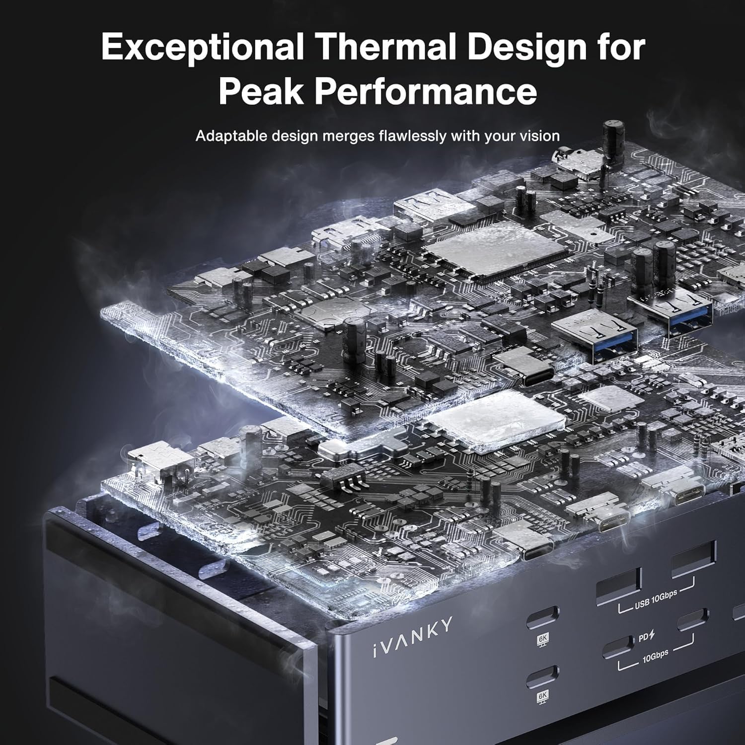 iVANKY FusionDock Max 1, 20-in-2 Thunderbolt 4 Docking Station Only for M1-M5 Pro/Max MacBook, Quad 6K or Dual 8K Display, 40Gbps Dock with 4 Downstream Thunderbolt 4 Ports, 100W, 2.5G LAN, SD 4.0