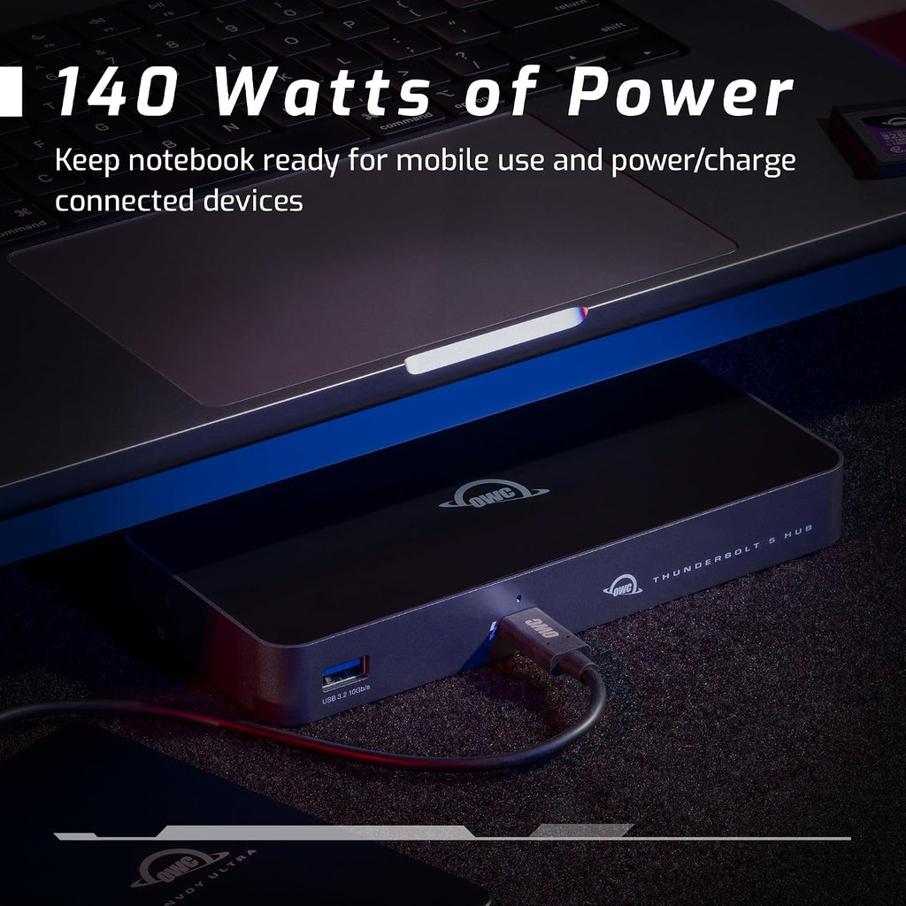 OWC Thunderbolt 5 Hub – 5-Port Expansion for Mac & PC | 80Gb/s Bandwidth | 140W Charging | Triple 8K Display Support | Fanless Silent Design | TB5/TB4/TB3/USB4 Compatible