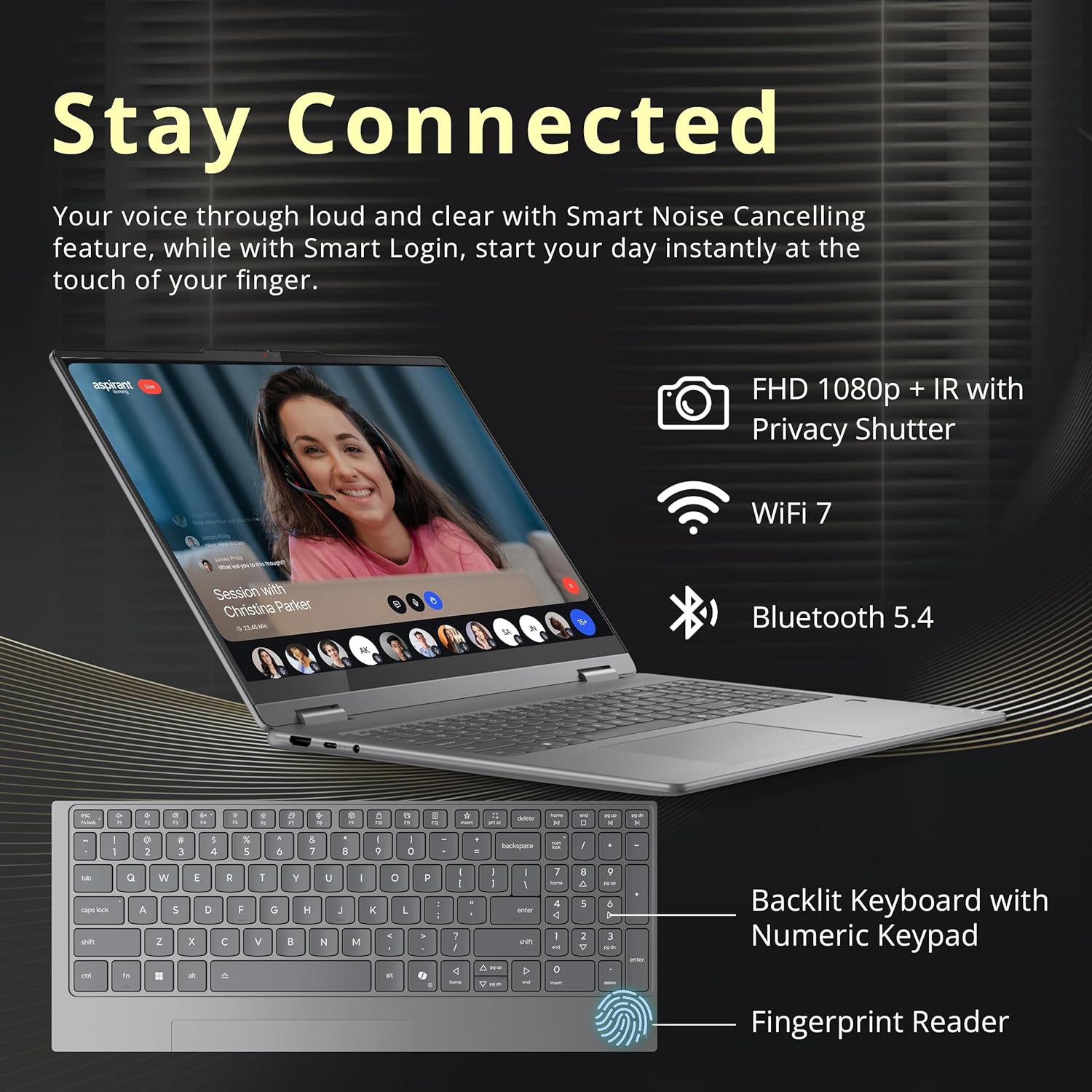 Lenovo Yoga 7i 2-in-1 16' 2K Touchscreen Laptop, Intel Core Ultra 5 226V, 16GB LPDDR5X, 1TB(512GB SSD+512GB Docking Station), Intel Arc Graphics, Backlit Keyboard, Fingerprint, Wi-Fi 7, Win 11, Gray