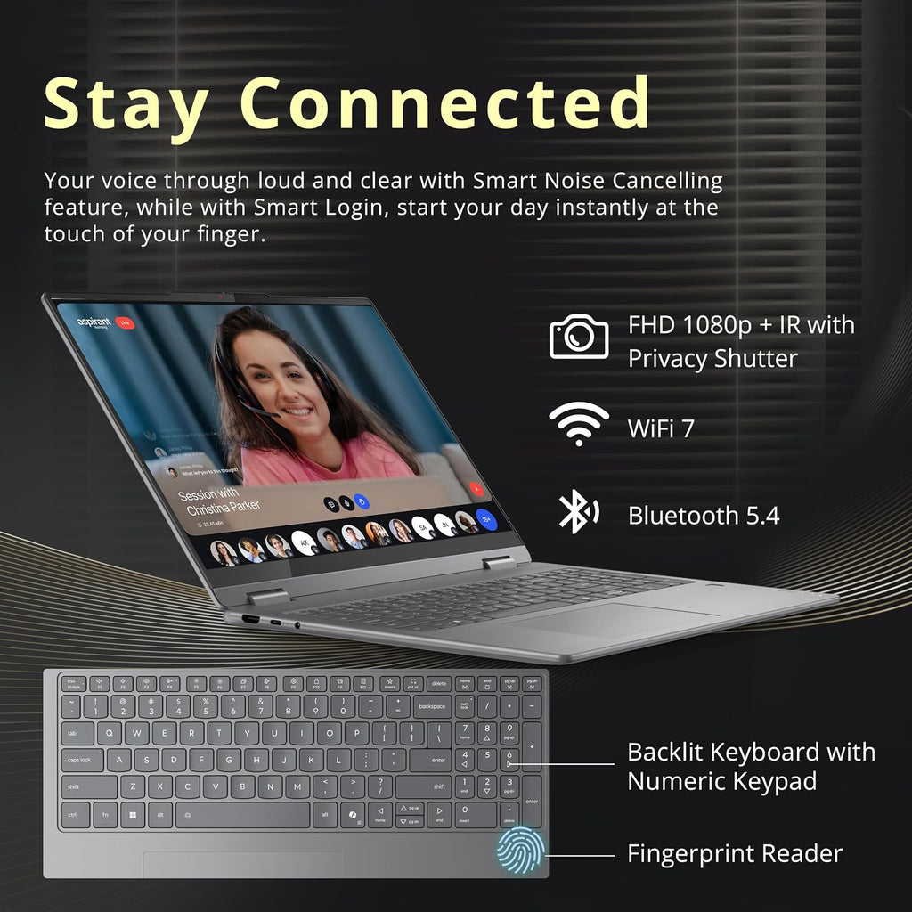 Lenovo Yoga 7i 2-in-1 16' 2K Touchscreen Laptop, Intel Ultra 5 226V, 16GB LPDDR5X, 2.5TB(2TB SSD+512GB Docking Station), Intel Arc Graphics, Backlit Keyboard, Fingerprint, Wi-Fi 7, Win 11 Pro, Gray
