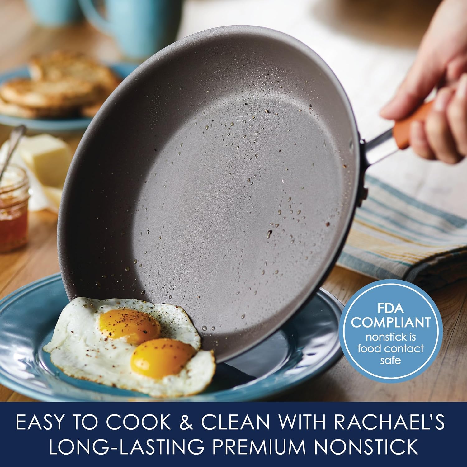 Rachael Ray Cucina Dishwasher-Safe Hard-Anodized Pots and Pans Set Non Stick Cookware, 12 Piece, Gray with Orange Handles