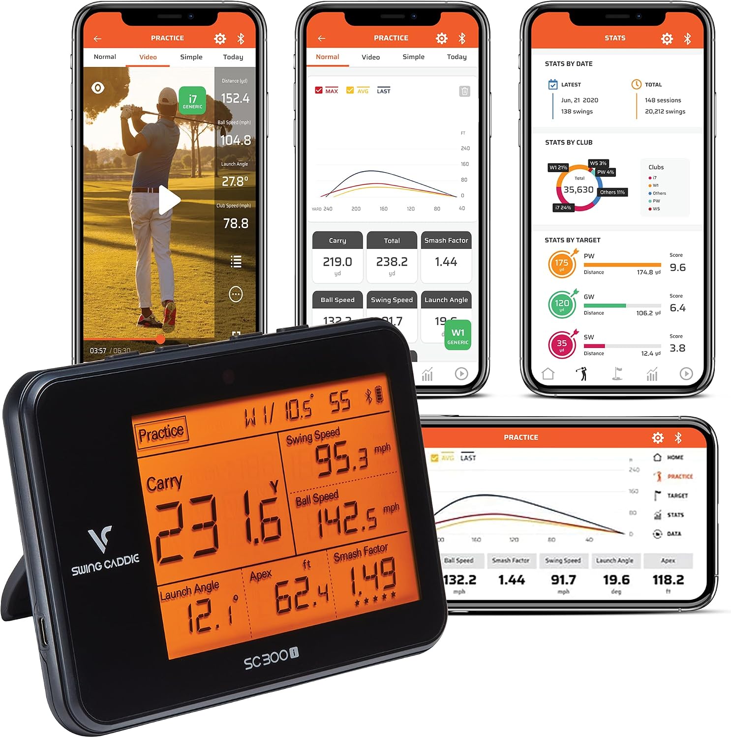 Voice Caddie Portable Golf Launch Monitor and Swing Analyzer with Real-Time Shot Data Tracking | Ideal Golf Swing Trainer/Training Equipment for Indoor & Outdoor | Up to 20 Hours Battery Life