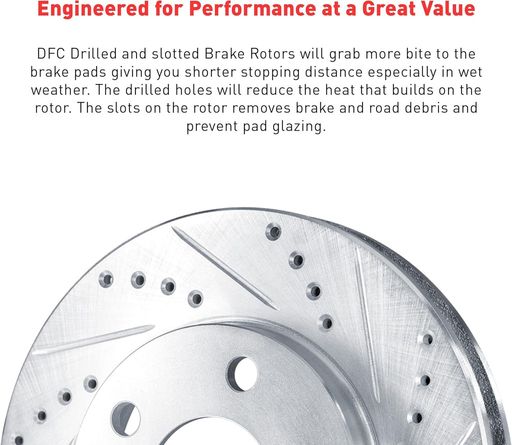 Dynamic Friction Company Front Brakes and Rotors|Drilled Slotted Brake Rotors| Front 5000 Advanced Brake Pads and Rotors Kit| Automotive Replacement Brake Kits