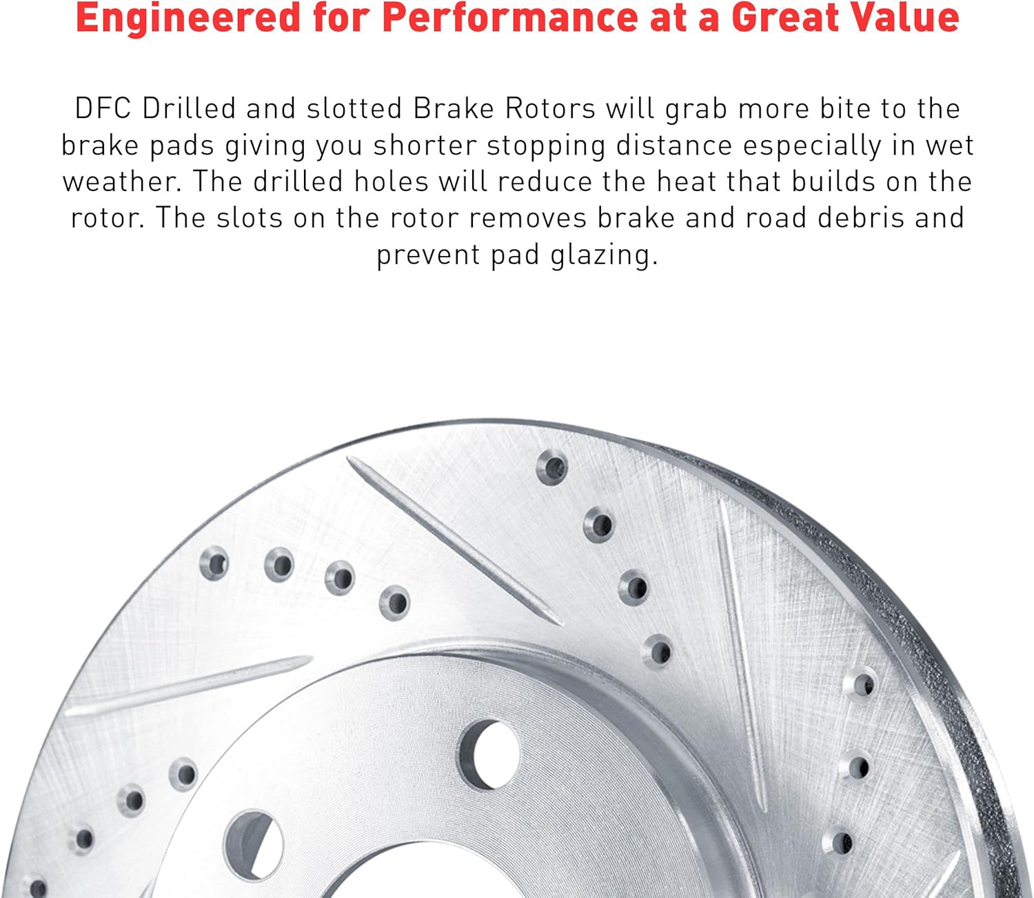 Dynamic Friction Company Front Brakes and Rotors|Drilled Slotted Brake Rotors| Front 3000 Ceramic Brake Pads and Rotors Kit| Automotive Replacement Brake Kits