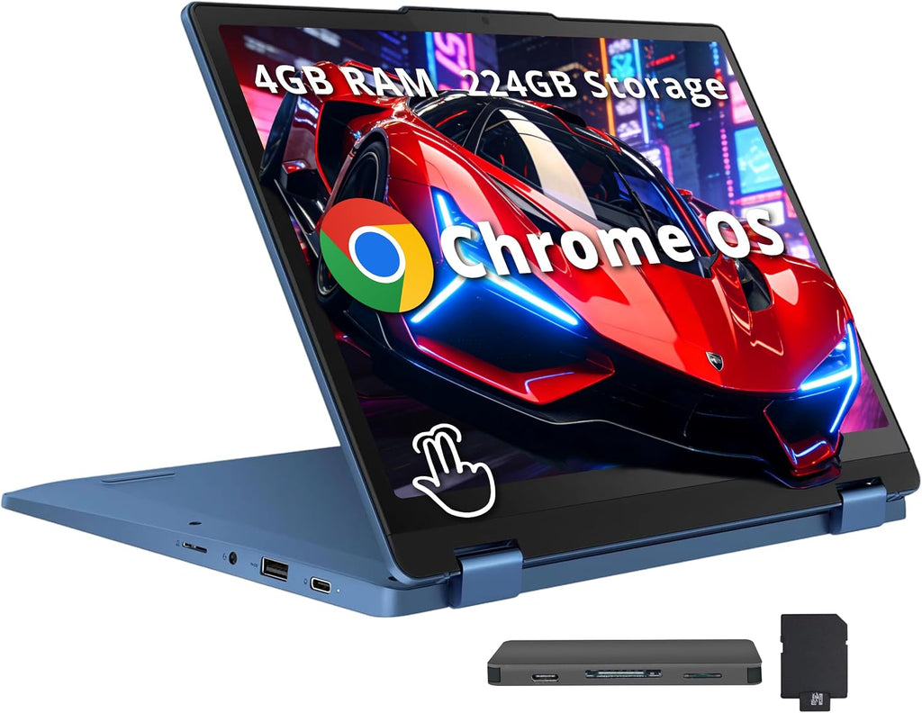 Lenovo Flex 3i Chromebook 12.2' WUXGA Touchscreen 2-in-1 Laptop, Intel N100, 4GB LPDDR5, 224GB Storage (64GB eMMC+160GB Docking Station Set), Intel UHD Graphics, HD Webcam, Wi-Fi 6, Chrome OS, Blue