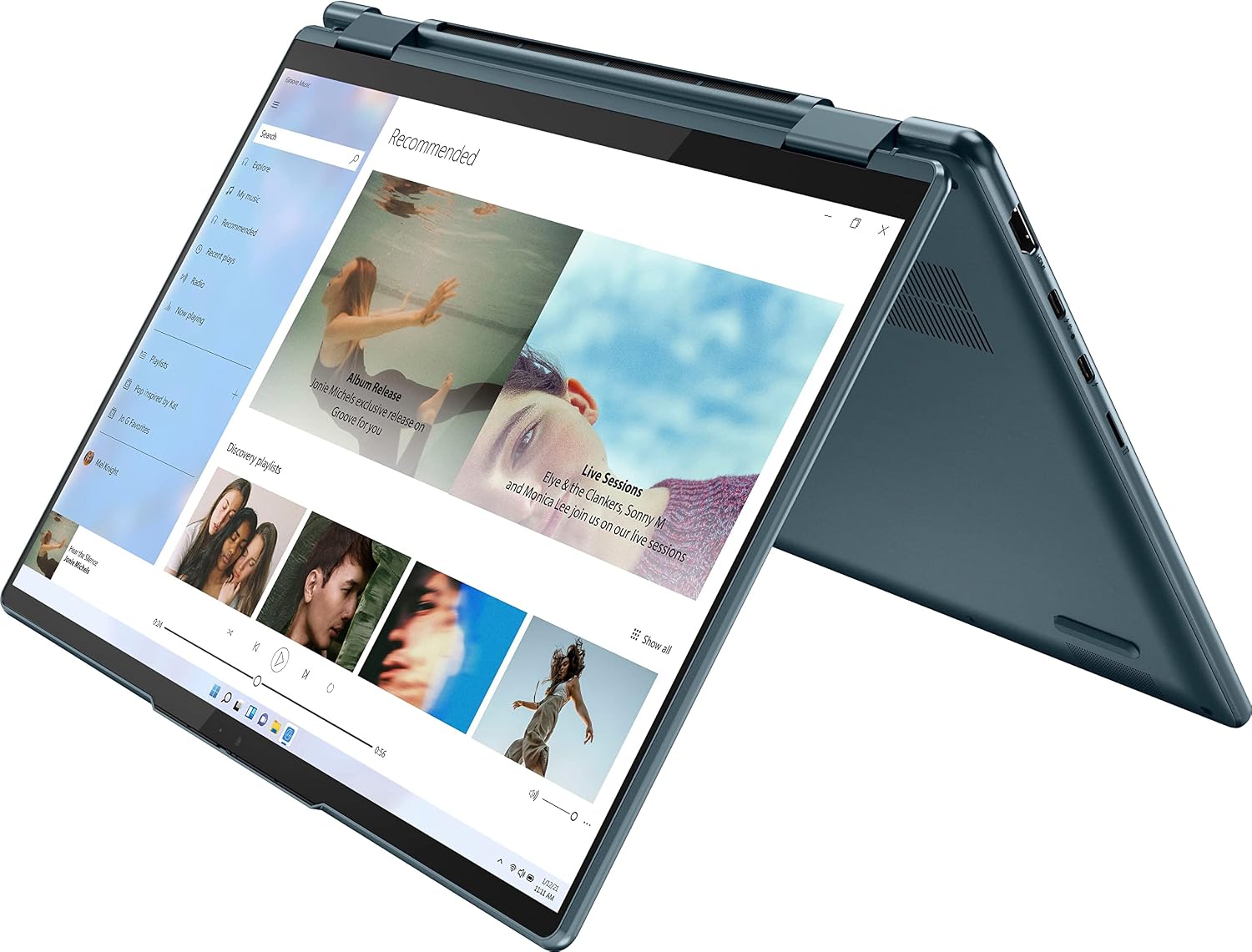 Lenovo ENOVO Yoga 7i 2-in-1 Laptop 14'' 2.2K Touchscreen12th Core i7-1255U Iris Xe Graphics 16GB RAM 1TB SSD WI-FI 6E Thunderbolt 4 Backlit KB w/ FP Windows 11 Pro RATZK 32GB USB, Stone Blue, (82QE)