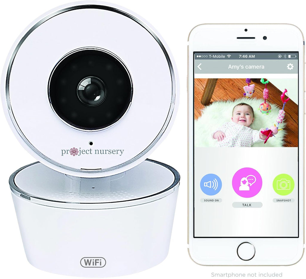 Project Nursery Smart Wi-Fi Baby Monitor, Alexa and Google Assistant Enabled with WiFi, Plays Lullabies, Sound and Motion Alerts, Two-Way Communication, Night Vision