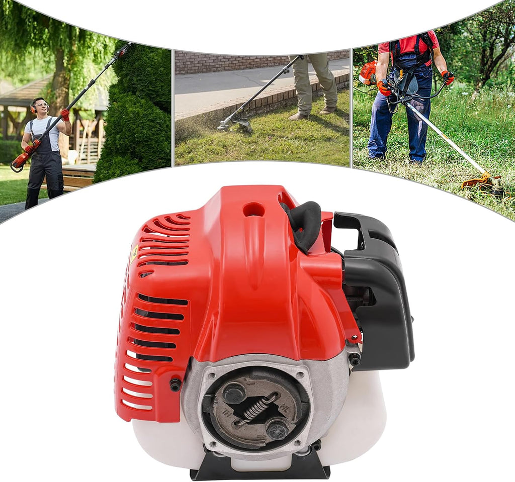 LOYALHEARTDY Gas Engine 2-Stroke 42.7CC Multi-Use Gas Motor Hand Pull Start Air Cooling Single-Cylinder Lawn Mower Engine That Runs on Gas - Red, W57G7854GT8