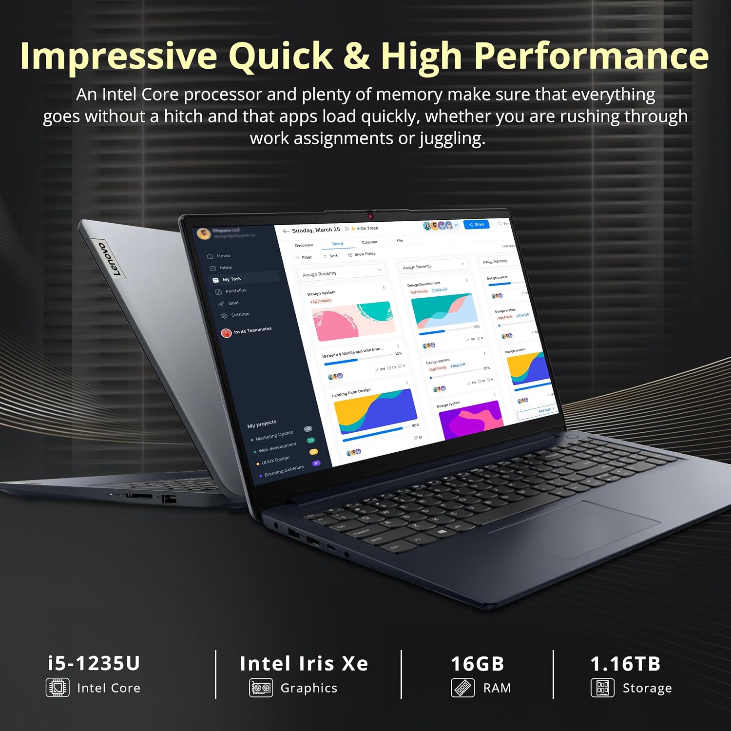 Lenovo IdeaPad 1i 15.6' FHD Touchscreen Laptop, Intel i5-1235U, 16GB RAM, 1.16TB Storage(1TB SSD+160GB Docking Station Set), Intel Iris Xe Graphics, Num Pad, Dolby Audio, Wi-Fi 6, Win 11, Abyss Blue