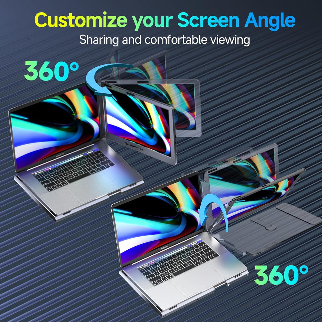 Maxfree F1 Laptop Screen Extender - 14' FHD Laptop Monitor Extender Dual Screen with 360° Rotation Stand, Portable Monitor for Laptops 13-17' Plug & Play for Windows/Mac/Android/Switch/PS5