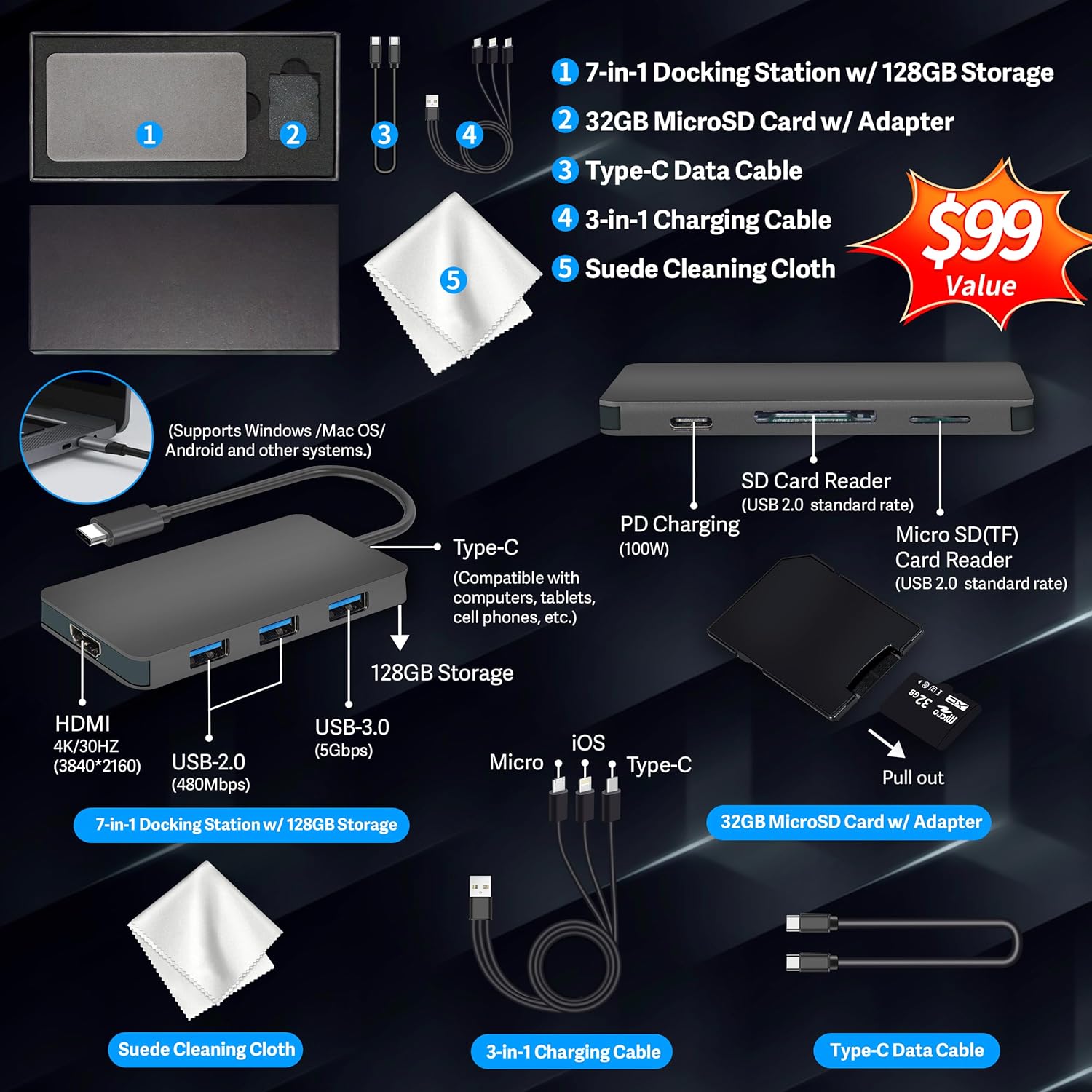 Lenovo V14 14' FHD Business Laptop, Intel i7-13620H, 40GB DDR4 RAM, 1.16TB Storage(1TB SSD+160GB Docking Station Set), Intel UHD Graphics, Wi-Fi 6, Webcam, Windows 11 Pro, Black