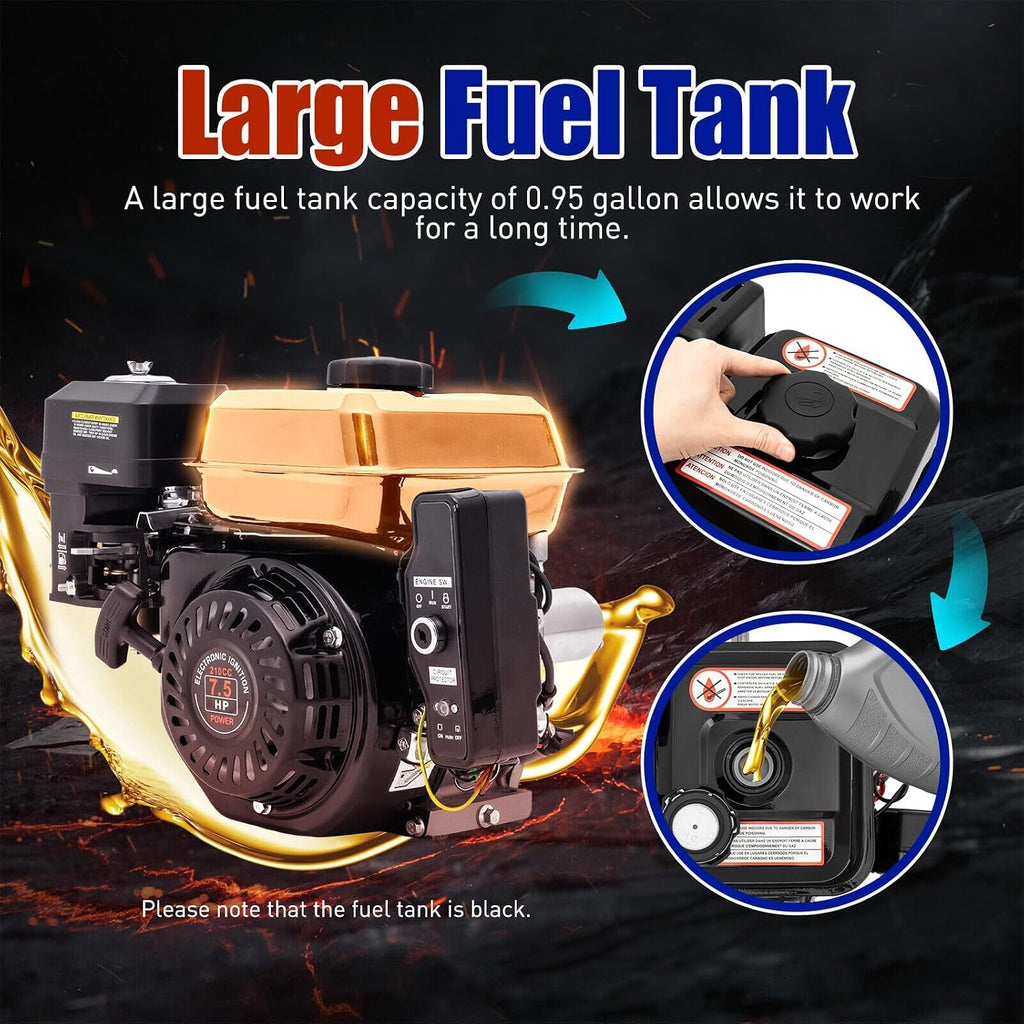 7.5HP 4 Stroke Gas Engine 210CC Electric Start Horizontal Engine OHV Gasoline Engine Upgrade Version for Go Kart Pressure Washers Log Splitters