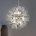 Lingkai 19.9' Chrome Modern Crystal Chandeliers Firework, Bubble Chandelier Lighting for Bathroom Dining Room Bedroom Kitchen Island Living Room Light Fixture, 9-Light Chrome Hanging Round Chandalier