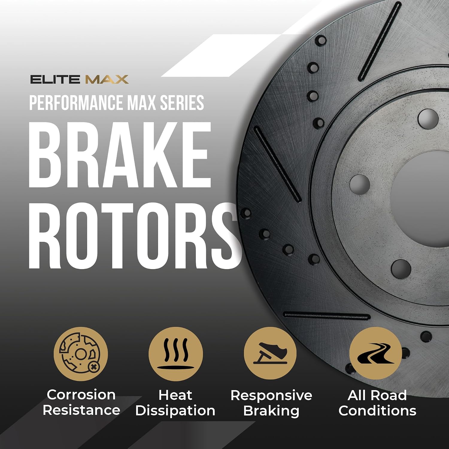 Max Advanced Brakes Front & Rear Brake Kit Compatible With 2006-2008 2009 2010 2011 Acura CSX Premium Touring iTech Replacement Drilled Slotted Black Coated Disc Brake Rotors and Ceramic Brake Pads
