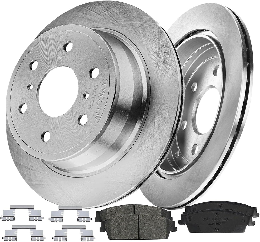 Allcombo 13.58' Rear Brake Kit for 2007 2008 2009 2010 2011 2012 2013 2014 Cadillac Escalade ESV Chevy Suburban 1500, for Avalanche Silverado 1500, GMC Sierra Yukon XL Brakes Rotors Pads Replacement