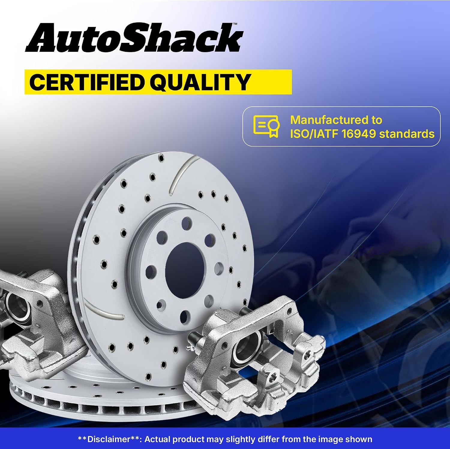 AutoShack Front & Rear Brake Rotors & Calipers for Honda, Civic 2006-2011, FWD L4 1.8L - Coated Drilled & Slotted - Silver Matte Finish - TurboGuard