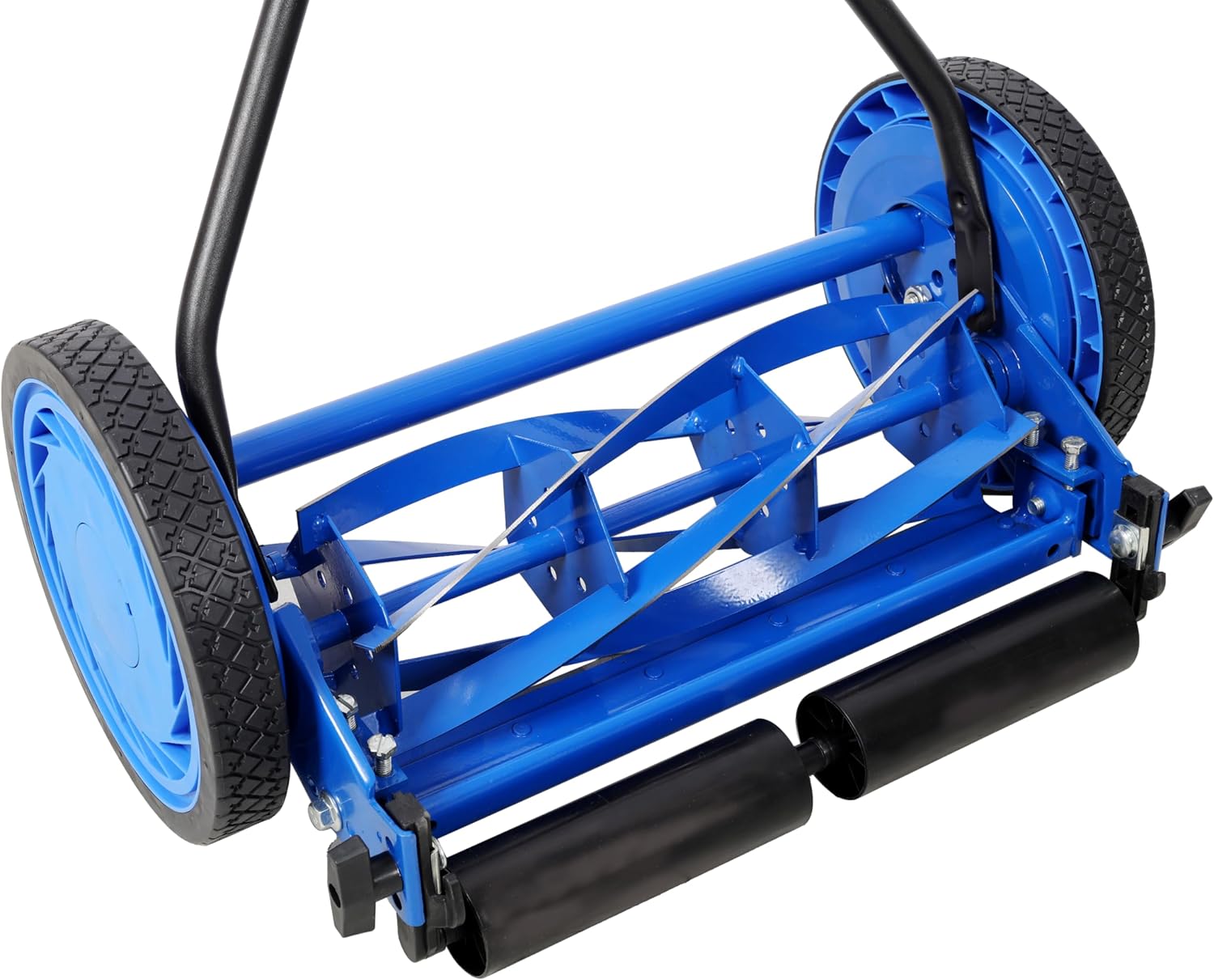 Family & Pet Safe Push Reel Mower 16', Manual Blue Lawn Cutter for a Healthy, Chemical-Free Yard - Perfect for Teaching Kids Lawn Care, Offers Light Exercise and a Pristine, Safe Grass Finish