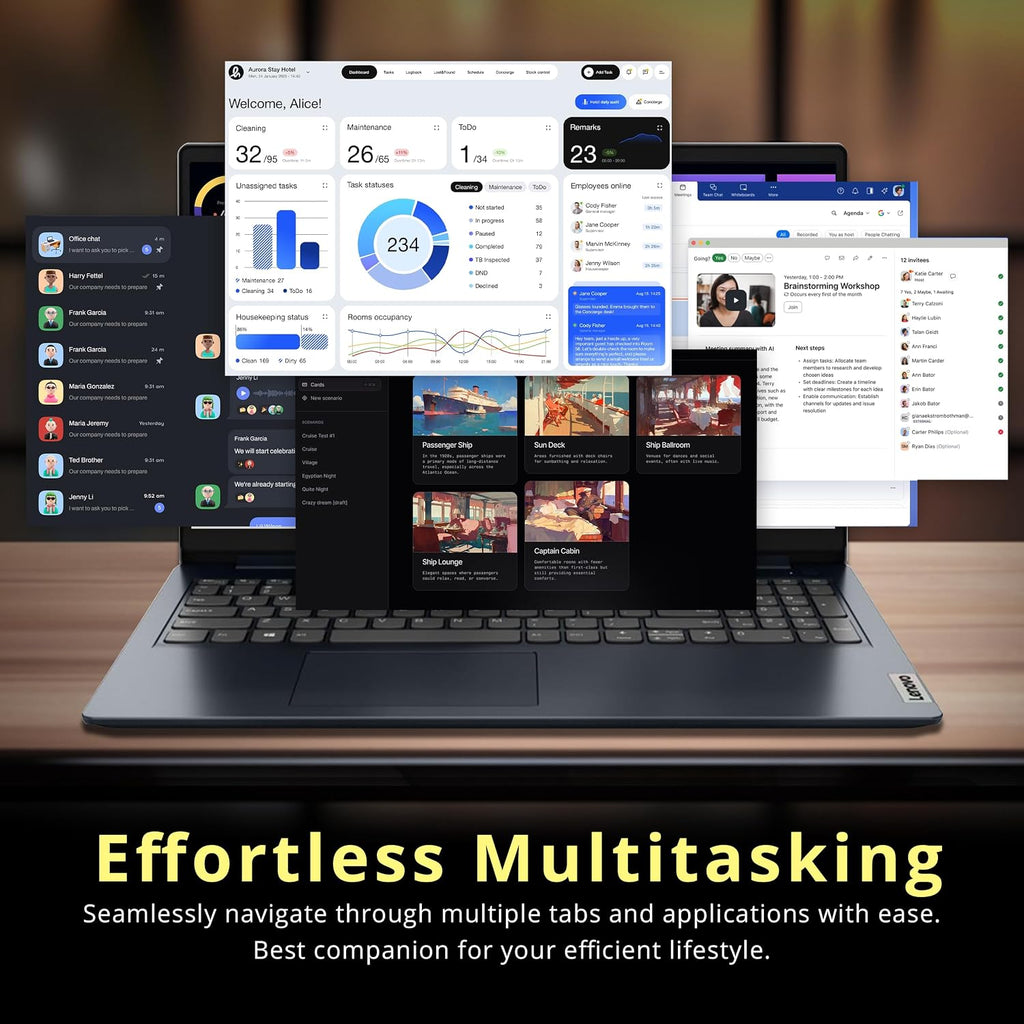 Lenovo IdeaPad 1i 15.6' FHD Touchscreen Laptop, Intel i5-1335U, 8GB RAM, 416GB Storage (256GB SSD+160GB Docking Station Set), Iris Xe Graphics, Number Pad, Webcam, Copilot, Wi-Fi 6, Win 11 Pro, Blue