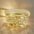 2-Lights Empire Crystal Wall Sconce Light for Living Room Dining Room Bathroom Vanity Mirrors Hallway Bedroom Closet Stairway (Gold)