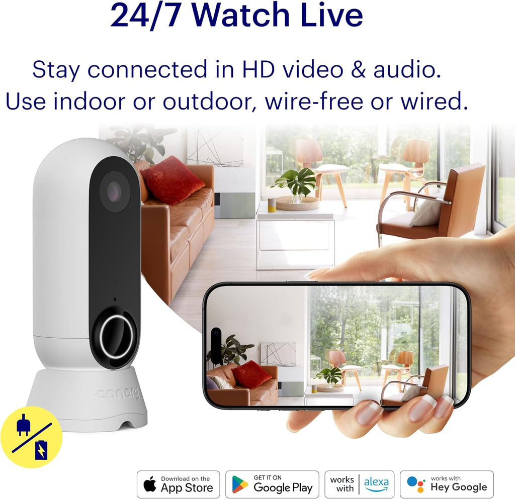 Canary Flex Outdoor Indoor Home Security Camera HD WiFi IP | 24/7 Watch Live Video, Weatherproof, Wire-Free & Wired, Motion Alerts, Two-Way Talk, Night Vision, 10x Zoom, Works with Alexa & More