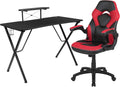Flash Furniture Black Gaming Desk and Red/Black Racing Chair Set with Cup Holder, Headphone Hook, and Monitor/Smartphone Stand