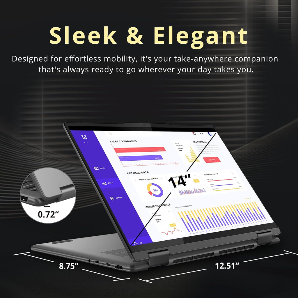 Lenovo Yoga 7i 14' 2K Touchscreen 2-in-1 Laptop, Intel Ultra 5 125U, 16GB RAM, 672GB Storage (512GB SSD+160GB Docking Station Set), Backlit Keyboard, Wi-Fi 6E, Fingerprint Reader, Win 11, Gray