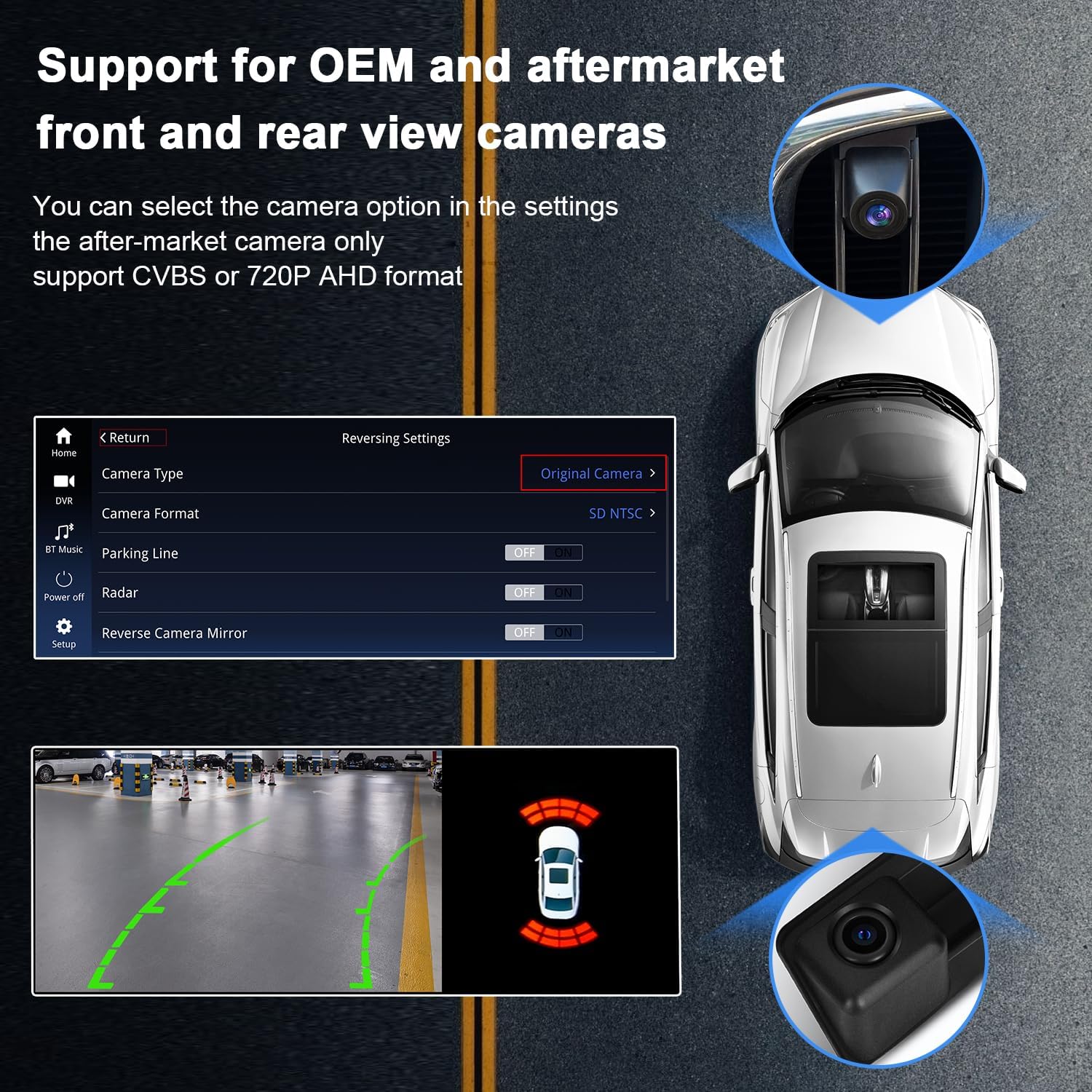 PEMP CarPlay Android Auto Monitor Linux Screen for BMW (2012-2016) 1 Series F20 CIC NBT System with a 720P AHD Revers Camera